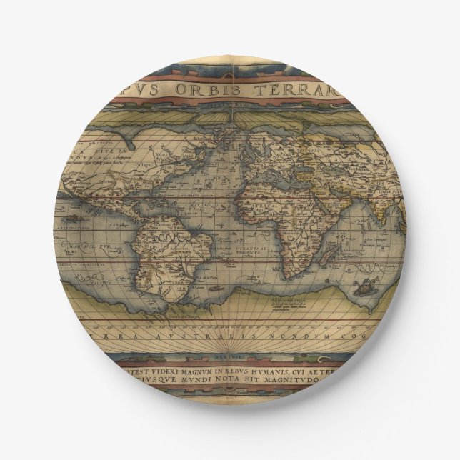 Vintager World Map Antique Atlas Pappteller (Vorderseite)