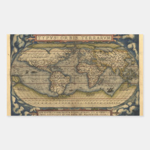 Vintager World Map Atlas Historisches Design Rechteckiger Aufkleber