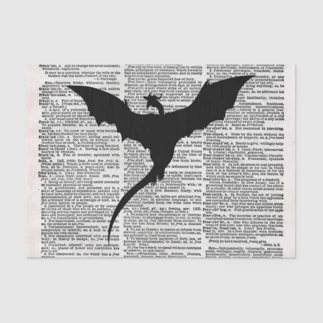 Vintager Wörterbuch-Papier-Drache mittelalterlich Seidenpapier (Vorderseite)