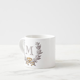 Vintager Wreath-personalisierte Monogramm-Initiale Espressotasse