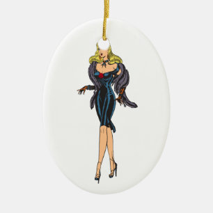 Vintager wunderschöner Glamour Girl Retro Blonde P Keramik Ornament