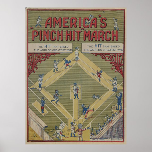 Vintager WWI-Baseball-Cartoon (1919) Poster (Vorne)