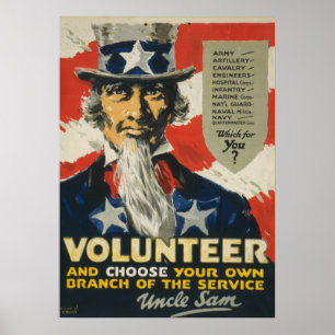 Vintager WWI Volunteer - Uncle Sam Poster