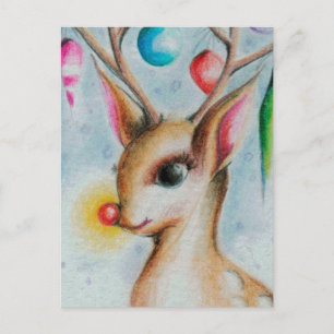 Vintager Xmas-Bambi Feiertagspostkarte