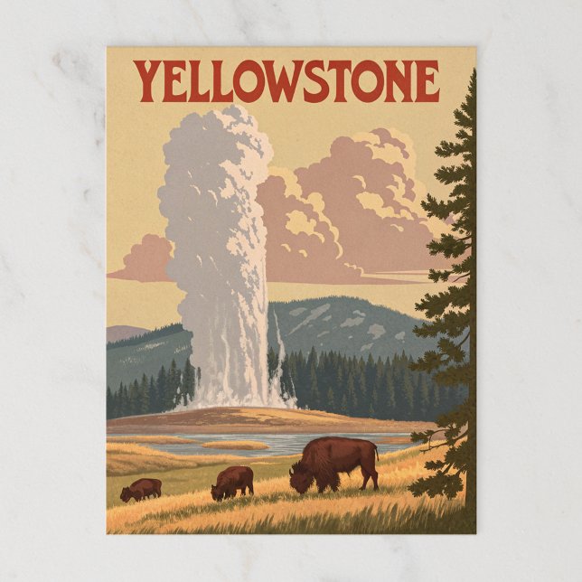 Vintager Yellowstone: Alte treue Eruption Postkarte (Von Creator hochgeladen)