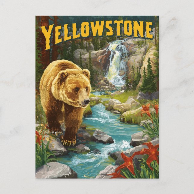 Vintager Yellowstone Nationalpark Landschaftliche  Postkarte (Vorderseite)