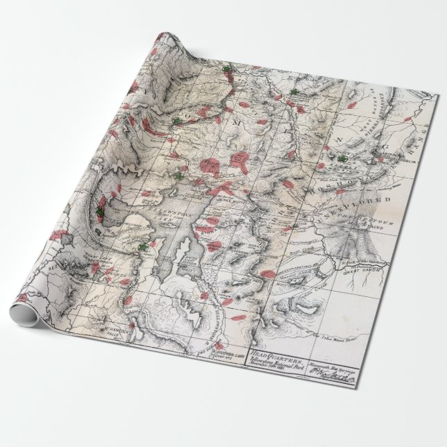 Vintager Yellowstone-Nationalpark Topographisch Geschenkpapier (Ungerollt)