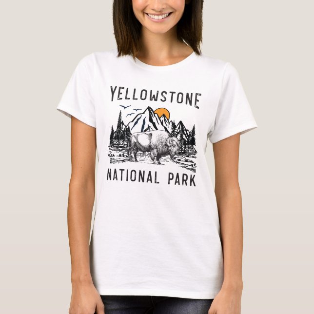 Vintager Yellowstone Nationalpark Wyoming-Berg T-Shirt (Vorderseite)