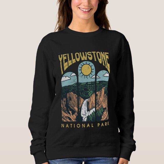 Vintager Yellowstone NationalparkWandern im Campin Sweatshirt (Vorderseite)