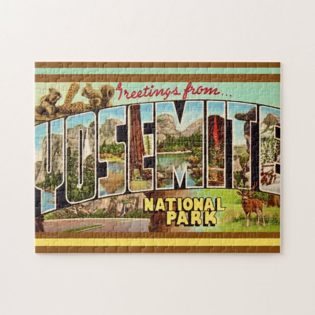 Vintager Yosemite Nationalpark Postkarte Puzzle (Horizontal)