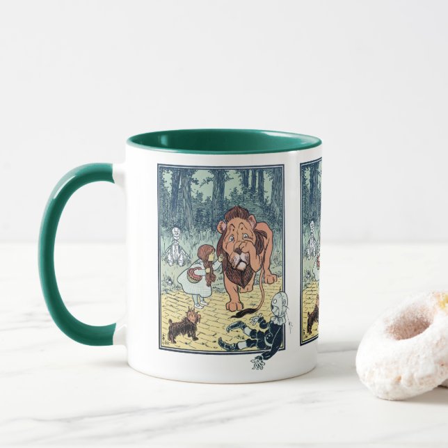 Vintager Zauberer für Oz-Zeichen, Gelbe Ziegelstra Tasse (Mit Donut)