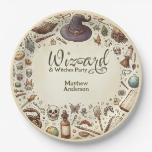 Vintager Zauberer Hexen Party Magical Wands Hats Pappteller