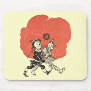 Vintager Zauberer Oz, Dorothy mit Mohnblüten-Blume Mousepad