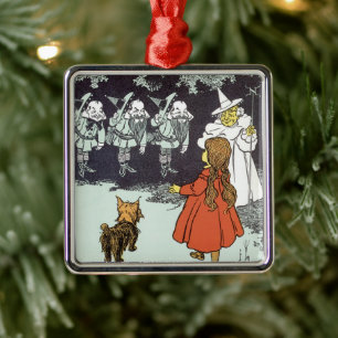 Vintager Zauberer Oz Dorothy Toto Glinda Munchkins Ornament Aus Metall