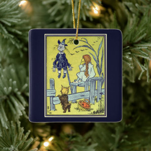 Vintager Zauberer Oz, Dorothy Toto trifft Scarecro Keramikornament