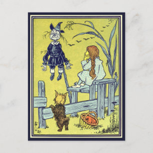 Vintager Zauberer Oz, Dorothy Toto trifft Scarecro Postkarte
