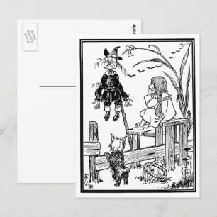 Vintager Zauberer Oz, Dorothy Toto trifft Scarecro Postkarte