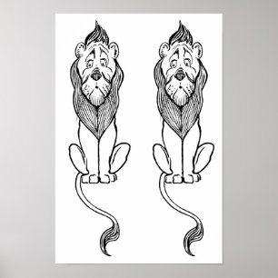 Vintager Zauberer Oz, feige Löwe Poster