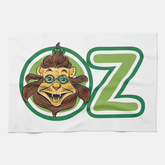 Vintager Zauberer Oz, Löwe im Buchstaben O Handtuch (Horizontal)