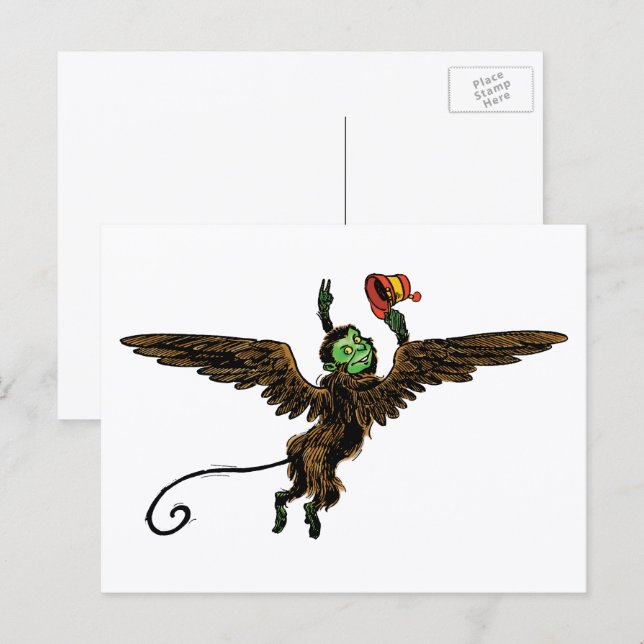 Vintager Zauberer von Oz, böse fliegende Affe Postkarte (Vorne/Hinten)