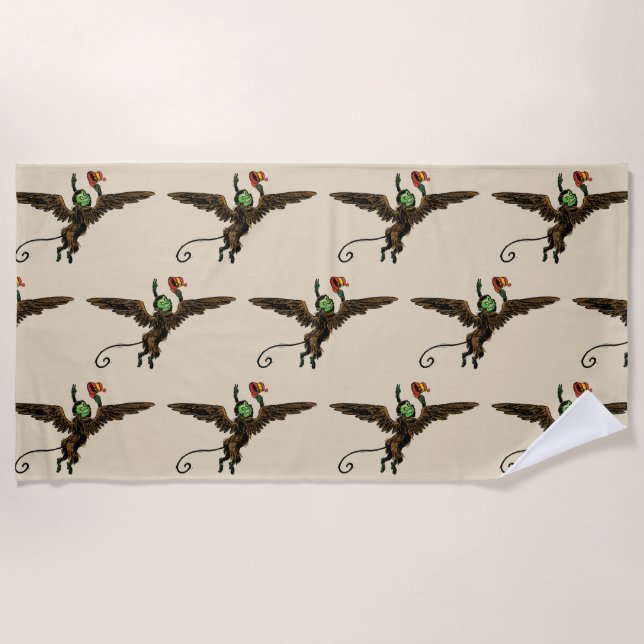 Vintager Zauberer von Oz, böse fliegende Affe Strandtuch (Vorderseite)