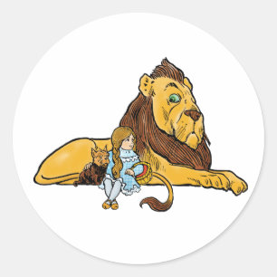 Vintager Zauberer von Oz, Dorothy und Toto mit Löw Runder Aufkleber