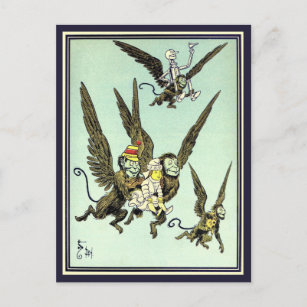 Vintager Zauberer von Oz, fliegende Affen mit Doro Postkarte