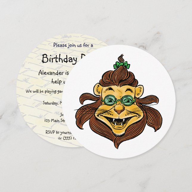 Vintager Zauberer von Oz Lion, Kindergeburt Einladung (Vorne/Hinten)