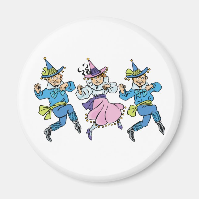 Vintager Zauberer von Oz, Niedliche TanzMunchkins! Magnet (Vorne)