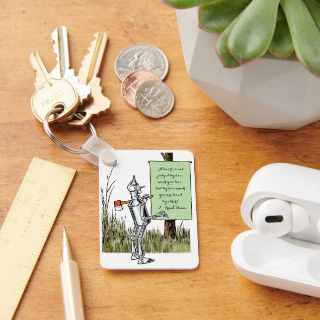 Vintager Zauberer von Oz, Tinman Reading Sign Schlüsselanhänger (Schreibtisch)
