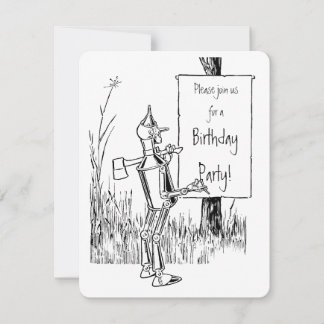 Vintager Zauberer von Oz. Tinman und Lion Birthday Einladung