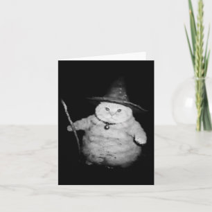 Vintager Zauberkatze Seltsames Halloween Cat Meme Karte