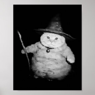 Vintager Zauberkatze Seltsames Halloween Cat Meme Poster