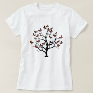 Vintager Zauberroter Orangenbrown-Schmetterlingsba T-Shirt
