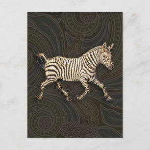 Vintager Zebra-Lauf mit Paisley-Design Postkarte