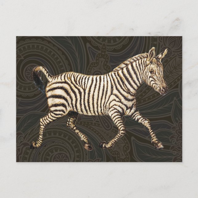Vintager Zebra-Lauf mit Paisley-Design Postkarte (Vorderseite)