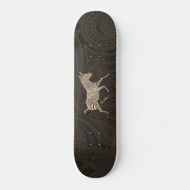 Vintager Zebra-Lauf mit Paisley-Design Skateboard (Vorderseite)