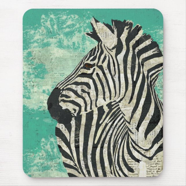 Vintager Zebra-Türkis Mousepad (Vorne)