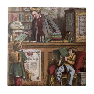 Vintager Zeichn: Der Antiquitätenladen Fliese