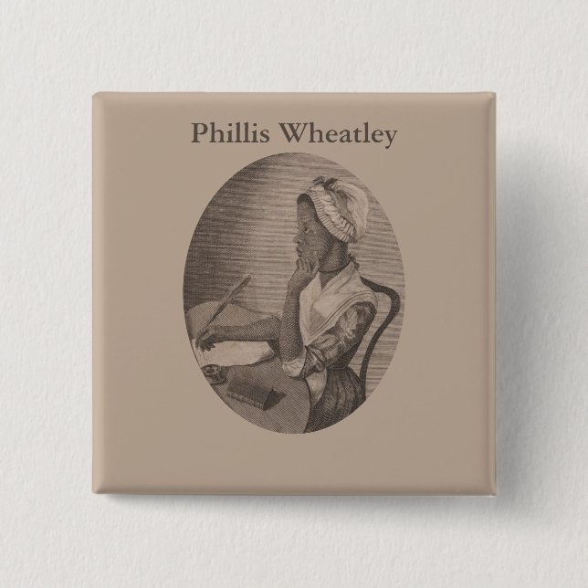 Vintager Zeichn des Dichters Phillis Wheatley Button (Vorderseite)