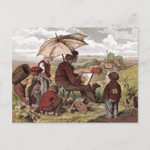Vintager Zeichn: Ein einfacher Künstler Postkarte