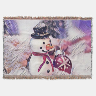 Vintager Zeichn eines Schneemanns in Schneewasserf Decke