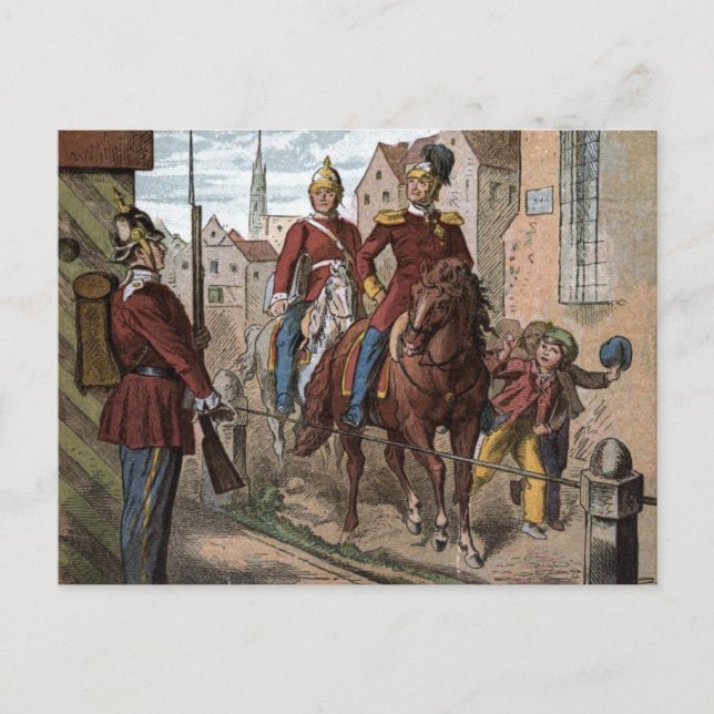 Vintager Zeichn: Redcoat-Soldaten Postkarte (Vorderseite)