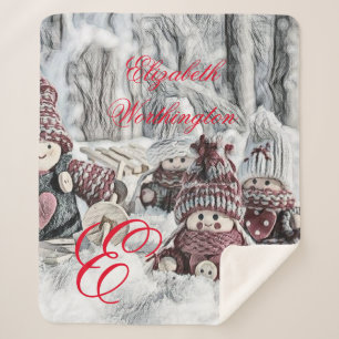 Vintager Zeichn von Gnomen im Schnee Sherpadecke