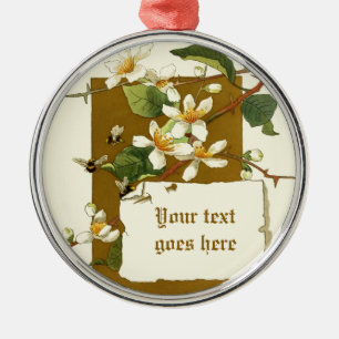 Vintager zeichn von weißen Blume Ornament Aus Metall