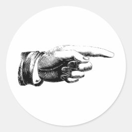 Vintager Zeiger Fingerschwarz-weiße Aufkleber