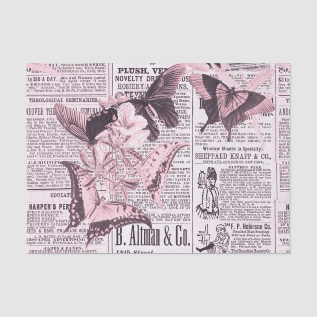 Vintager Zeitungsbutterfly Seidenpapier (Vorderseite)