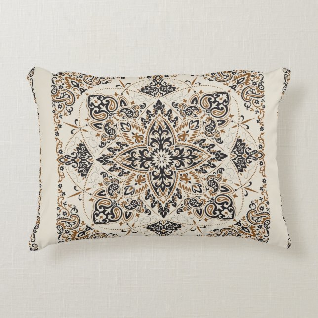 Vintager Zierpaisley Bandana Print, Seidenhalm  Dekokissen (Vorderseite)