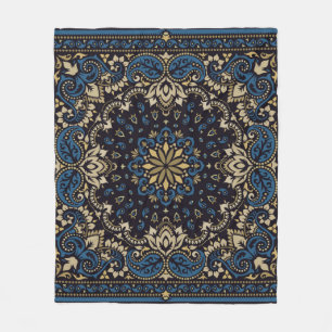 Vintager Zierpaisley Bandana Print, Seidenhalm Fleecedecke