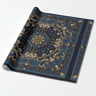 Vintager Zierpaisley Bandana Print, Seidenhalm Geschenkpapier